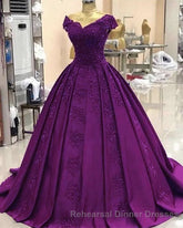 ball gown satin  lace v neck Semi Formal Prom dresses